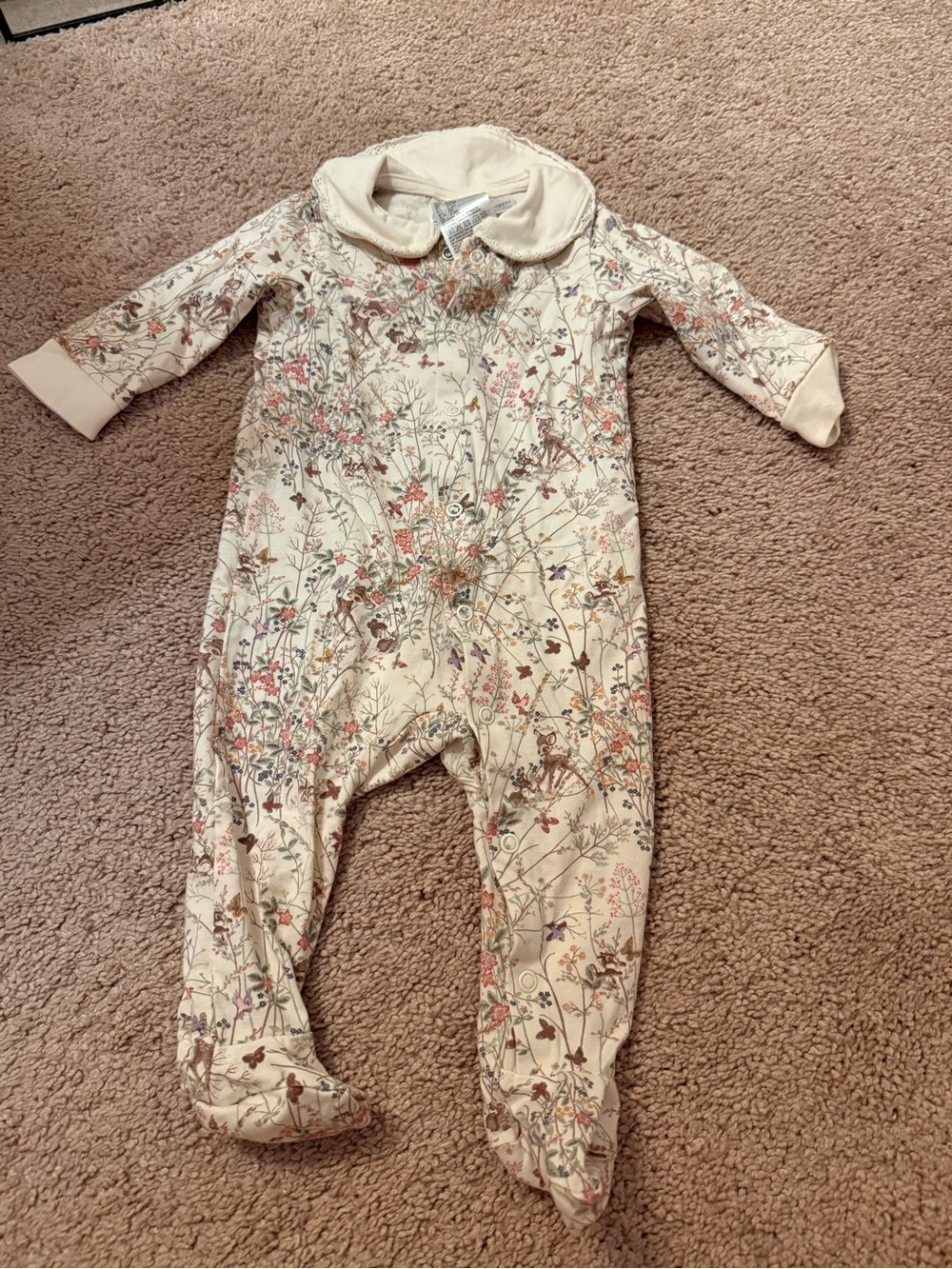 H&M Cream Floral Footed One-Piece